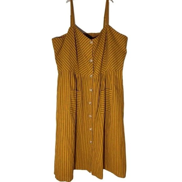 NEW City Chic Women’s Plus Size 16 Yellow Striped Button Closure Midi Dress - Picture 3 of 6